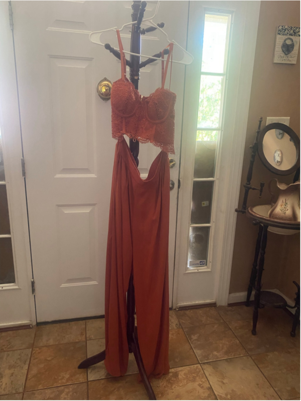 Women's Blashe Orange Lace Jumpsuit Size XL